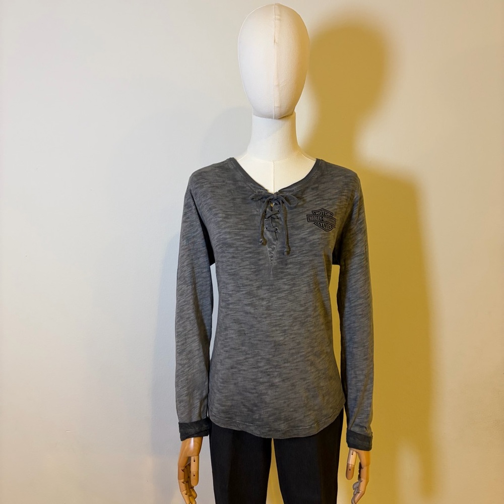 Harley-Davidson Throttle Lace-Up Knit Top – Size L